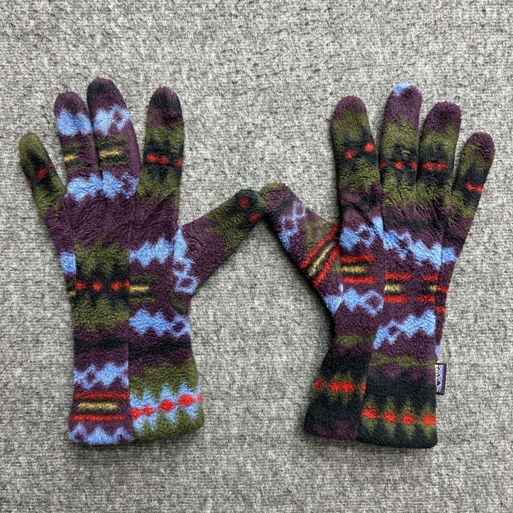 Patagonia Fleece‎ Sacajawea Aztec Print Gloves Small Made in USA Vintage